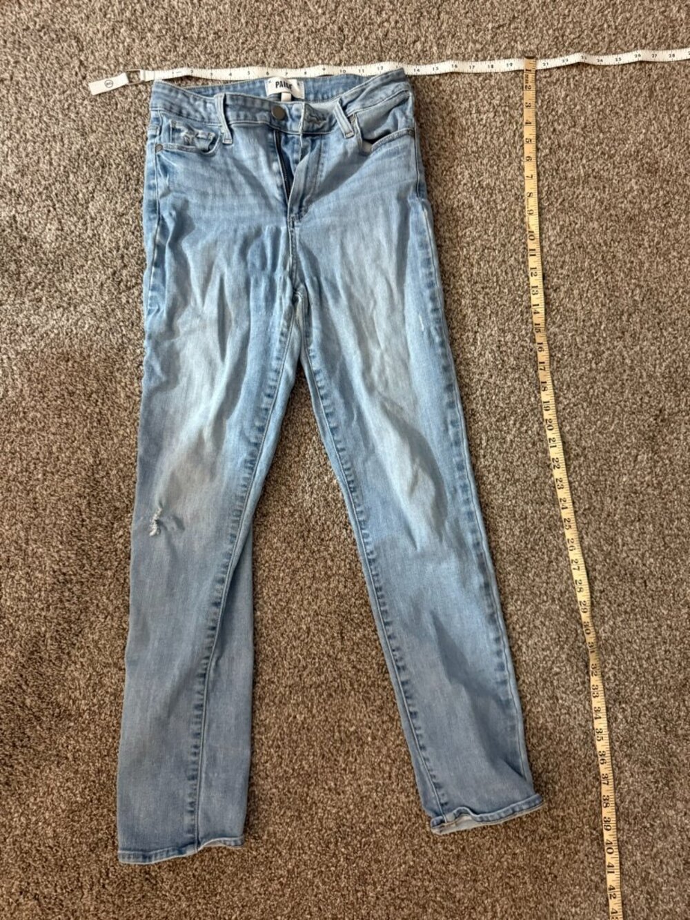 Paige Hoxton Slim High Rise Jeans Light Wash Distressed Womens Size 27 (Size 4)